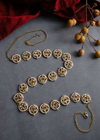 Gold Plated Waist Belt Enhanced With Timeless Polki Combined With High Grade Shell Pearls By Paisley Pop