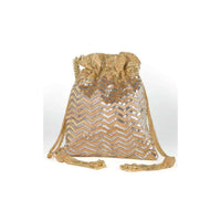 Gold Potli Bag With Embellished Chevron Pattern Online - Kalki Fashion