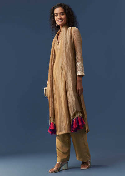 Gold Resham Work Kurta Set