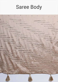 Gold Saree In Chinon Chiffon With Badla Embroidered Buttis And Chevron Border Online - Kalki Fashion