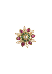 Gold Finish Studs With Pearls And Meenakari Work