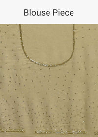 Gold Shimmer Georgette Saree With Scattered Sequins And Moti Motifs Along With Unstitched Blouse Online - Kalki Fashion