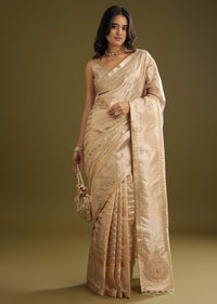Gold Tissue Zari Woven Saree With Zardosi Embroidery
