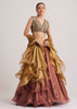 Gold And Mauve Organza Embellished Lehenga Set