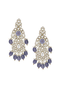Gold And Purple Tone Kundan Danglers