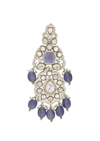 Gold And Purple Tone Kundan Danglers