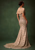 Gold Beige Fish-Cut Lehenga Set With Draped Dupatta And Waist Belt