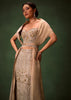 Gold Beige Fish-Cut Lehenga Set With Draped Dupatta And Waist Belt