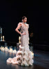 Gold Bodycon Gown With Layered Detail And 3D Feathers