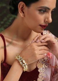 Gold Bracelet With An Array Of Kundan By Paisley Pop