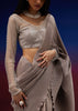 Gold Colored Open Saree With Silver Foil Fabric And Net Blouse