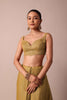 Gold Cotton Linen Saree With Zari Border And Unstitched Blouse Piece