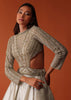 Gold Embroidered Western Bridal Gown In Organza With Shoulder Wings