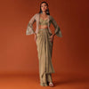 Gold Festive Dhoti Suit Set In Crepe With Foil Embroidery