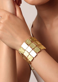 Gold Finish Bracelet With Geometric Motifs