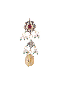 Gold Finish Choker Set With Multicolor Stone In Mix Metal