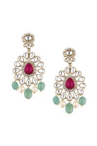 Gold Finish Kundan Choker Set With Synthetic Ruby And Emerald Stones
