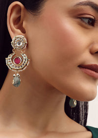 Gold Finish Kundan Necklace With Multicolor Stone In?ÿMix?ÿMetal