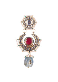 Gold Finish Kundan Necklace With Multicolor Stone In?ÿMix?ÿMetal