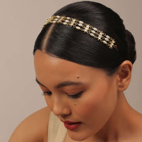 Gold Finish Kundan Polki And Pearls Sheeshpatti