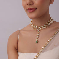 Gold Finish Kundan Studded Choker In Mix Metal