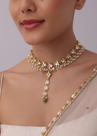 Gold Finish Kundan Studded Choker In Mix Metal