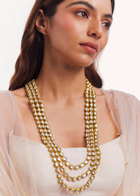 Gold Finish Kundan Studded Multi Layered Necklace