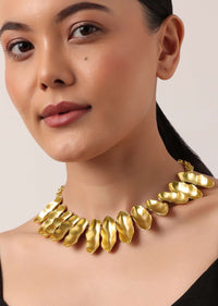 Gold Finish Microplated Statement Necklace