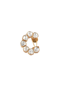 Gold Finish Moissanite Polki Studs In Mix Metal