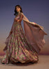 Gold Floral Printed Lehenga Set With Necklace Style Choker Dupatta