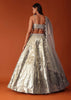Gold Foil Embroidered Bridal Lehenga Set In Organza