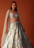 Gold Foil Embroidered Bridal Lehenga Set In Organza