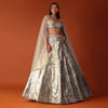 Gold Foil Embroidered Bridal Lehenga Set In Organza