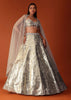 Gold Foil Embroidered Bridal Lehenga Set In Organza