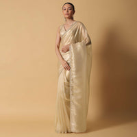 Gold Foil Saree In Tissue With Cut Dana Embroidered Borders