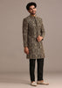 Gold Hand Embroidered Silk Sherwani Suit