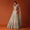 Gold Heavy Hand Embroidered Bridal Lehenga Set In Organza