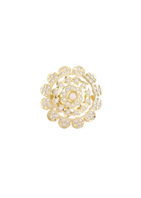 Gold Kundan Floral Ring