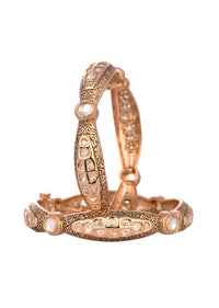 Gold Kundan Polki Bangles In Mixed Metal