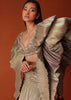 Gold Mermaid Style Bridesmaid Lehenga And Blouse With High Wing Sleeves In Crushed Shimmer