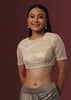 Gold Net Blouse With Round Neckline