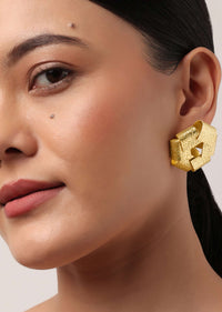 Gold Oversized Floral Studs