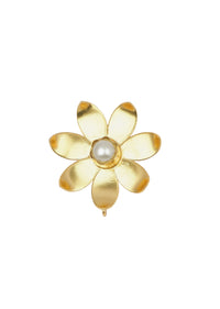 Gold Oversized Floral Studs With Pearls