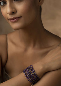 Gold Plated Bracelet Adorned With Purple Amethyst Stones