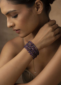 Gold Plated Bracelet Adorned With Purple Amethyst Stones