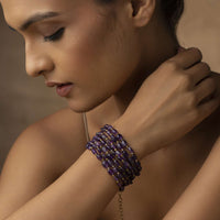 Gold Plated Bracelet Adorned With Purple Amethyst Stones