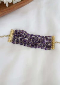 Gold Plated Bracelet Adorned With Purple Amethyst Stones