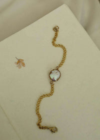 Gold Plated Bracelet With Baroque Pearl In The Centre