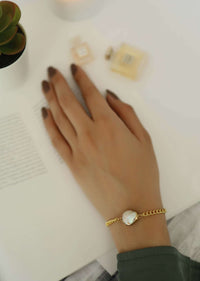 Gold Plated Bracelet With Baroque Pearl In The Centre