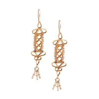 Gold Plated Contemporary Earrings With Mirror Glass And Tassels Made In Sterling Silver By Sangeeta Boochra